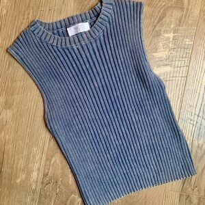 Mod On Trend Women's Blue Ribbed Tank Top
